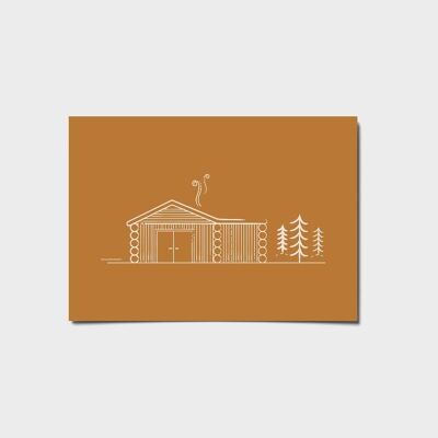 Minimal Cottage Burnt Orange Poster a3