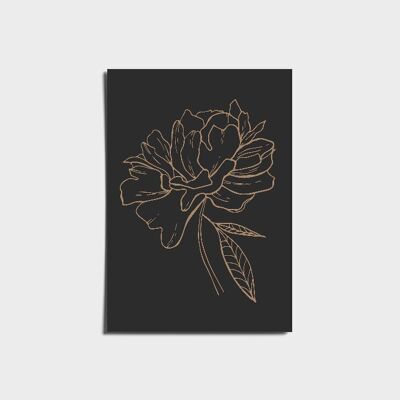 Black & Gold Peony Rose Poster a3