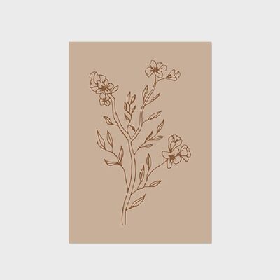 Minimal Brown Flower Branch Poster a3