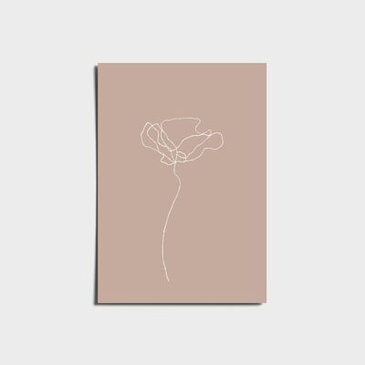 Minimal Pink One Line Rose Poster a3