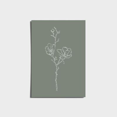Minimal Green Flower Branch Poster a3