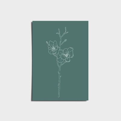 Boho Dark Green Flower Branch Poster a3