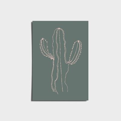 Boho Green & Pink Cactus Poster a3