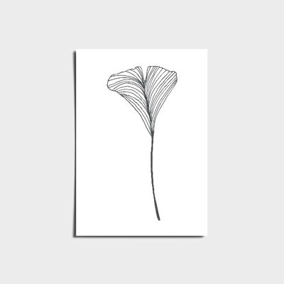 Minimal Black And White Ginko Poster a3