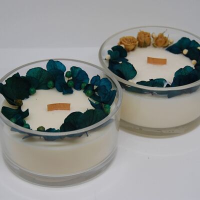 Handmade scented candle with flowers