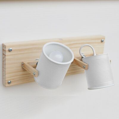 Wall or ceiling lamp / sconce / fixture light directable, matt white .....eco friendly and handmade: recycled from tomato can ! - WHITE + white detail (€111.00)