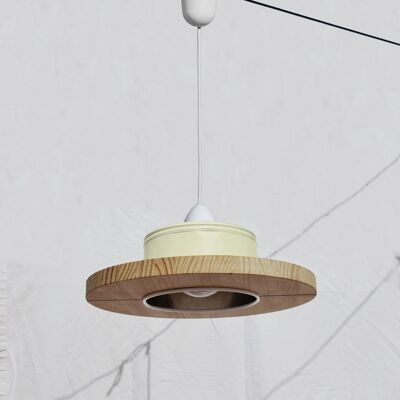 Hanging / ceiling lamp / pendant light, pastel canary yellow color.... ECO-friendly: recyled from big coffe can ! children - room light - Option B.: with plug