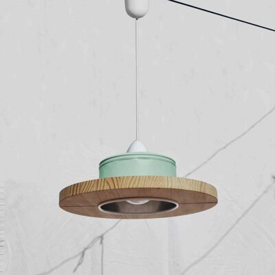 Hanging / ceiling lamp / pendant light, mint color.... ECO-friendly: recyled from big coffe can ! - Option A.: no plug