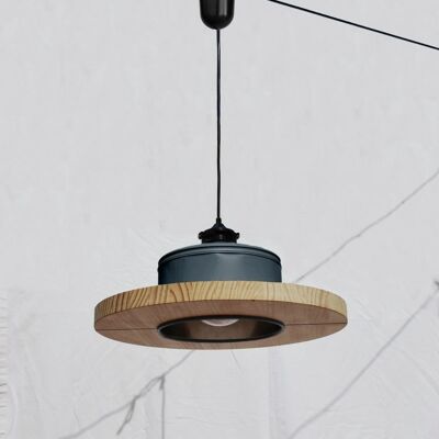 ECO-friendly LAMP - recyled from big coffe can ! Hanging / Ceiling lamp / Pendant light / Office / studio lamp - matte charcoal GREY color - Option A.: no plug (€122.00)