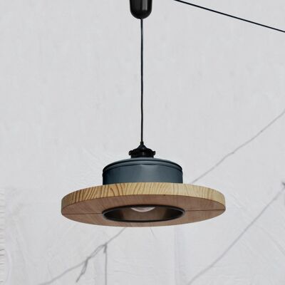 ECO-friendly LAMP - recyled from big coffe can ! Hanging / Ceiling lamp / Pendant light / Office / studio lamp - matte charcoal GREY color - Option B.:with plug (€122.00)