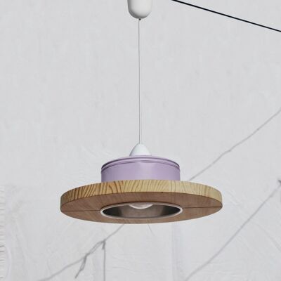 Hanging / Ceiling lamp / Pendant light, maulve-light violet color.. ECO-friendly: recyled from big coffe can! perfect for children's' room - Option B.: with plug