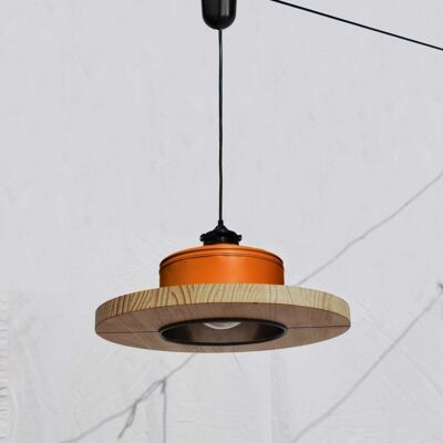 Hanging / Ceiling lamp / Pendant light, orange / pumpkin orange.... ECO - friendly: recyled from big coffe can ! - Option A.: no plug