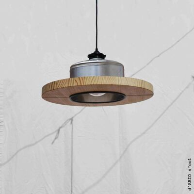 Hanging / Ceiling lamp / Pendant light, color nickel... ECO - friendly: recyled from big coffe can ! for studio / office / shop / restaurant - Option B.: with plug