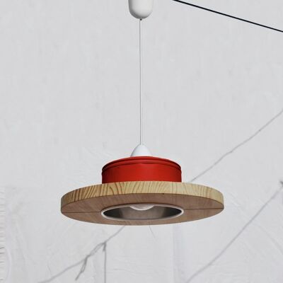 Hanging / ceiling lamp / pendant light, Sofia Red / scarlet red / Ferrari red color.... ECO-friendly: recyled from big coffe can ! - Option A.: no plug