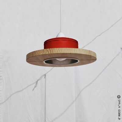 Hanging / ceiling lamp / pendant light, Sofia Red / scarlet red / Ferrari red color.... ECO-friendly: recyled from big coffe can ! - Option B.: with plug