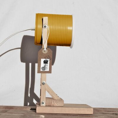 Desk lamp - nightstand lamp, mustard color .... eco friendly: recycled from tomato can ! UK or EURO or US or Australia plug - mustard