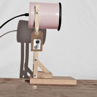 Pastel pink & Black details desk lamp.... eco friendly: recycled from tomato can ! UK or US or EURO plug. Led light bulb included. - pastel blue+black