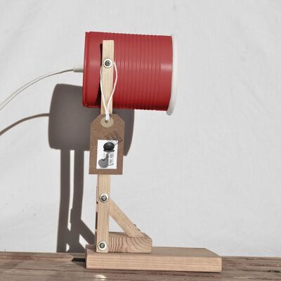 Desk lamp/ nightstand lamp / studio lamp, coral red.... eco friendly: handmade, recycled from tomato can ! EURO , UK , US, or Australia plug - coral red