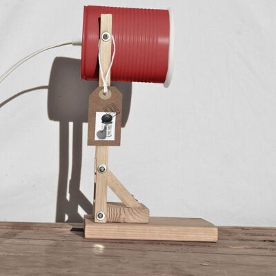 Desk lamp/ nightstand lamp / studio lamp, coral red.... eco friendly: handmade, recycled from tomato can ! EURO , UK , US, or Australia plug - w/ x-personalization