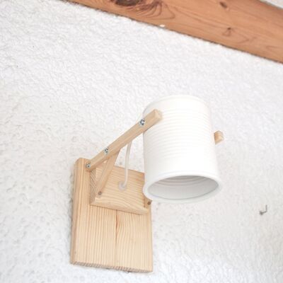 Wall lamp / sconce light , mat white... eco friendly and handmade : recycled from tomato can ! - 1 lamp (€44.00) - opt.A - 14x17x29 cm