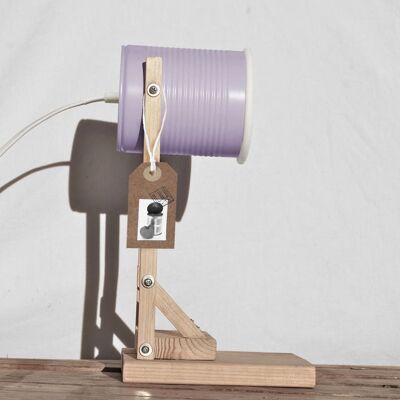 Desk lamp / table lamp nightstand lamp, pastel maulve /violet color.. eco friendly: recycled from tomato can! EURO,UK, US or Australia plug - light purple (€44.00)