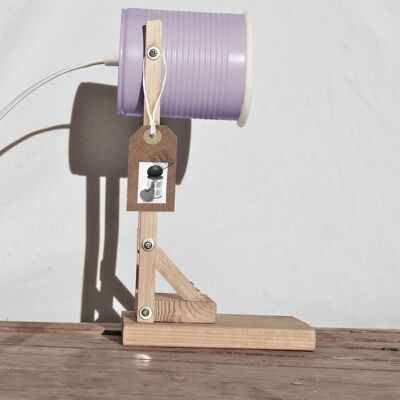 Desk lamp / table lamp nightstand lamp, pastel maulve /violet color.. eco friendly: recycled from tomato can! EURO,UK, US or Australia plug - light purple+UK plug (€44.00)
