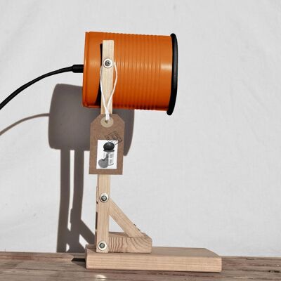 Desk lamp / eco friendly : orange + black color ----> recycled from tomato cans UK or EURO or US plug. Led light bulb included - Orange