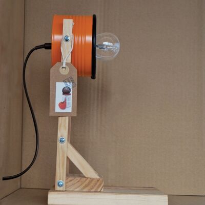Orange desk lamp / bedside lamp / table lamp - eco friendly: recycled from tomato can !!! UK or EURO or US plug - w/UK plug