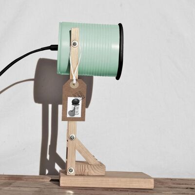 Desk lamp - nightstand lamp, mint & black color.... eco friendly , handmade: recycled from tomato can ! UK or EURO or US or Australiaplug - w/ UK plug