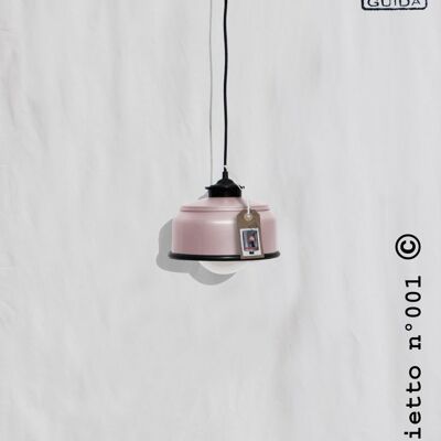 Ceiling lamp , pastel pink and black details , eco friendly - handmade : recycled from coffee can ! - Option B.: YES plug