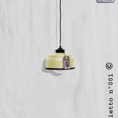 Hanging / ceiling lamp, pastel yellow and black details... eco friendly: recycled from coffee can ! Light bulb included .Also for US and UK - 1 lamp (€54.00) - OPTION a.