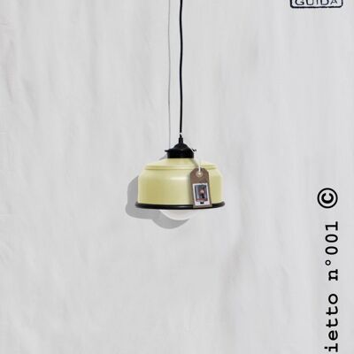 Hanging / ceiling lamp, pastel yellow and black details... eco friendly: recycled from coffee can ! Light bulb included .Also for US and UK - 1 lamp (€54.00) - OPTION b.