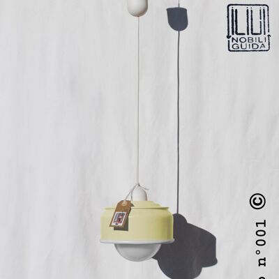 Hanging / pendant / ceiling lamp, pastel yellow... eco friendly-handmade :recycled from coffee can !LED light bulb included! also US and UK - Option B.: YES plug