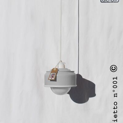 Hanging / pendant / ceiling lamp light grey ... eco-friendly handmade :recycled from coffee can! LED light bulb included! also US and UK - 1 lamp (€54.00) - Option A. : NO plug