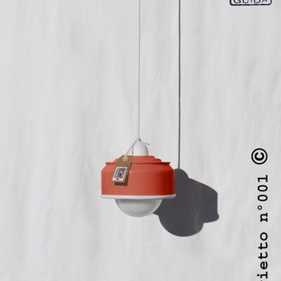 Hanging / pendant / ceiling lamp cherry / coral... eco-friendly handmade :recycled from coffee can! LED light bulb included! also US and UK - Option B.: YES plug