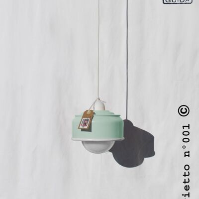 Hanging / pendant / ceiling lamp, mint color ... eco friendly & handmade : recycled from coffee can ! LED light bulb included also for US ! - 1 lamp (€54.00) - OPTION a.