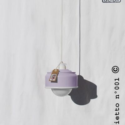 Hanging lamp / pendant light /ceiling lamp, pastel violet / maulve color, eco friendly : recycled from coffee can ! LED light bulb included - Option A.: NO plug - 2 lamps (€100.00)