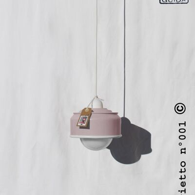 Ceiling lamp , pastel pink and white details , eco friendly - handmade : recycled from coffee can ! - Option A.: NO plug