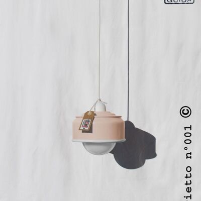 Hanging / pendant / ceiling lamp, light pastel peach / salmon and white details ... eco friendly & handmade : recycled from coffee can ! - Option A. : NO plug - 1 lamp (€54.00)