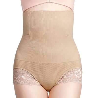 High Waisted Panty Shapewear with Lace - Nude