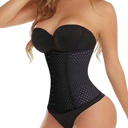 Waist Corset with Breathable Mesh - Black