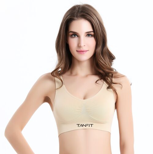 Seamless Comfortable Sports bra with Removable Pads - Nude - suitable for teenagers