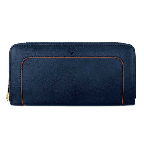 Wilton Zipped Purse Wallet in Navy & Orange