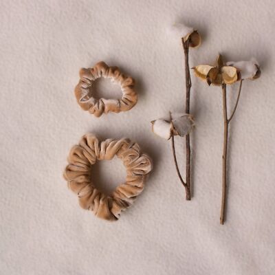 Lot de 2 élastiques à cheveux faits à la main Mini Me SCRUNCHIES - Marron