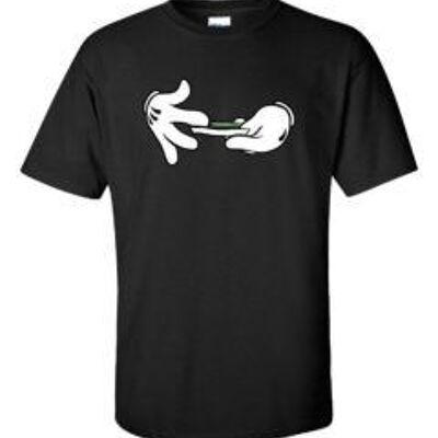 MICKEY ROLLING WEED DESIGN T-SHIRT Black