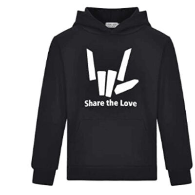 Thombase Share The Love Inspired Kids Children’s Girls and Boys Pullover Hoodie with Pocket Red