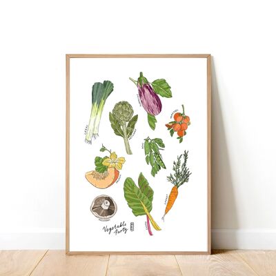 Vegetable Party A3 Art Print