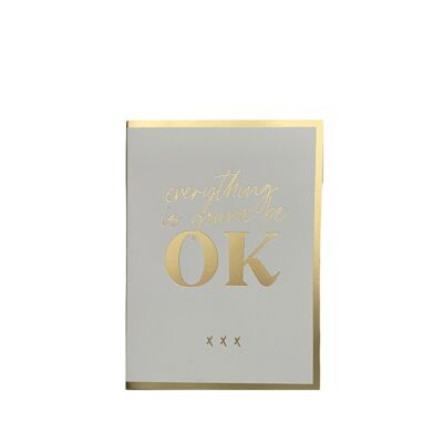 Tarjeta de felicitación "OK", A6, blanco / dorado
