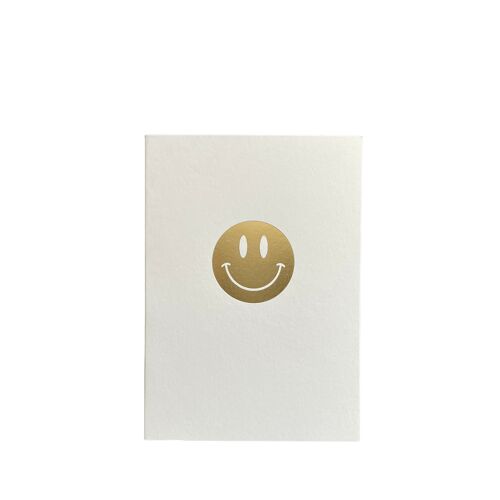 Greeting Card "Smiley", A6, white/gold