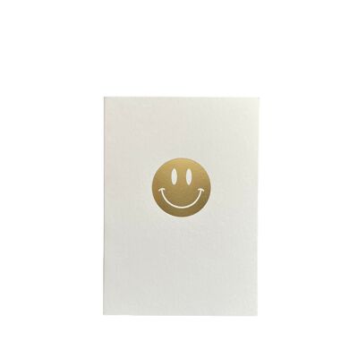 Carte de voeux "Smiley", A6, blanc/or